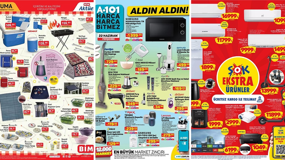 İndirim Günleri Başlıyor! 17 - 23 Haziran Haftasında A101, BİM ve ŞOK Aktüel Ürünler Listesinde Ne Var?