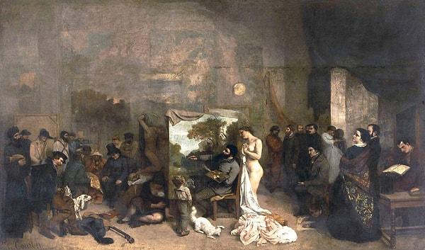 Courbet'in en büyük tablosu olan "Sanatçının Atölyesi", yedi yıllık bir çalışmanın sonucudur.
