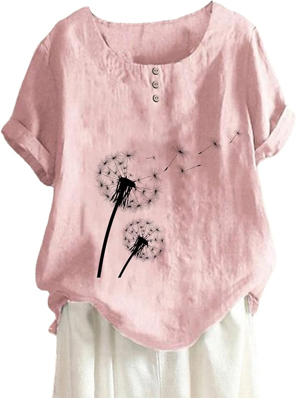 7. Karahindiba desenli keten bluzun rengi çok hoş...