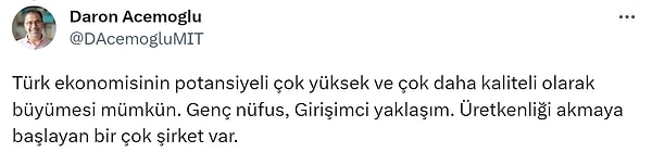 "Şu anda faizleri biraz arttırıp çok negatif reel faizlerden daha az negatif reel faizlere geçersek bunun bu yapısal problemlere büyük bir katkısı olmayacak. Çok daha radikal ekonomik değişime gerek var."