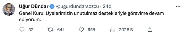 Yaşananların ardından istifasını geri aldığını açıklayan Dündar, göreve devam edeceğini duyurdu.