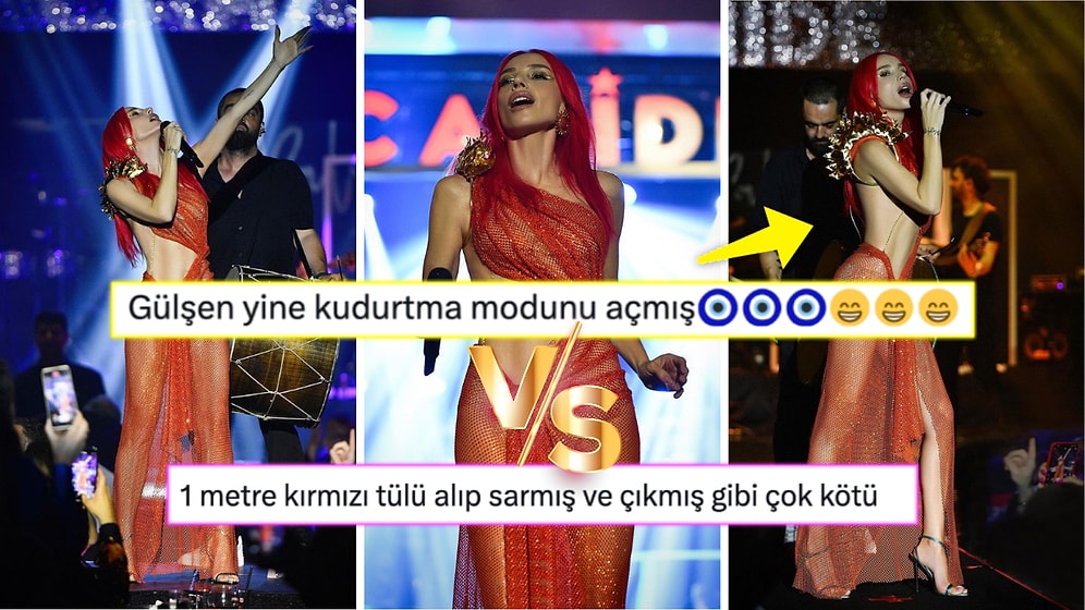 Kırmızı Transparan Bir Kıyafetle Sahneye Çıkan Gülşen Yine Sosyal Medyaya Damgasını Vurdu