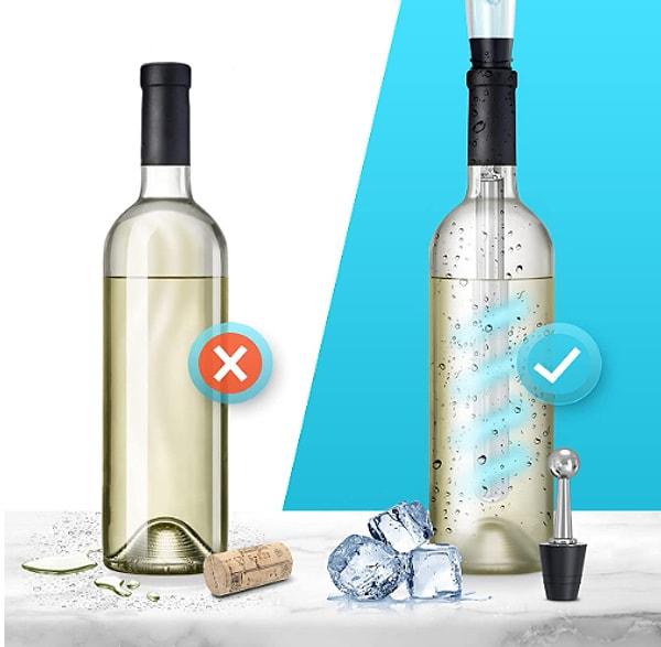 10. Özel gliserol içeren şarap soğutma çubuğumuz şarabın son damlasına kadar soğuk kalmasını sağlar.