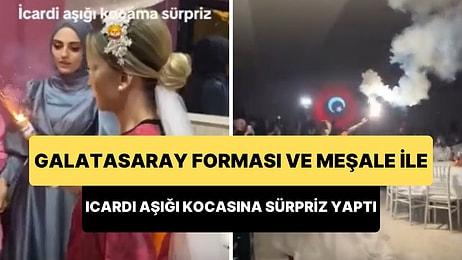 Icardi Aşığı Kocası İçin Gelinliğin Üzerine Galatasaray Forması Giyip Elinde Meşaleyle Düğün Salonuna Girdi