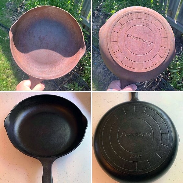 27. «Друг использовал дорогую сковороду Levcoware Japan в качестве горшка для цветов на заднем дворе. Я ее отчистил, и она стала как новенькая»