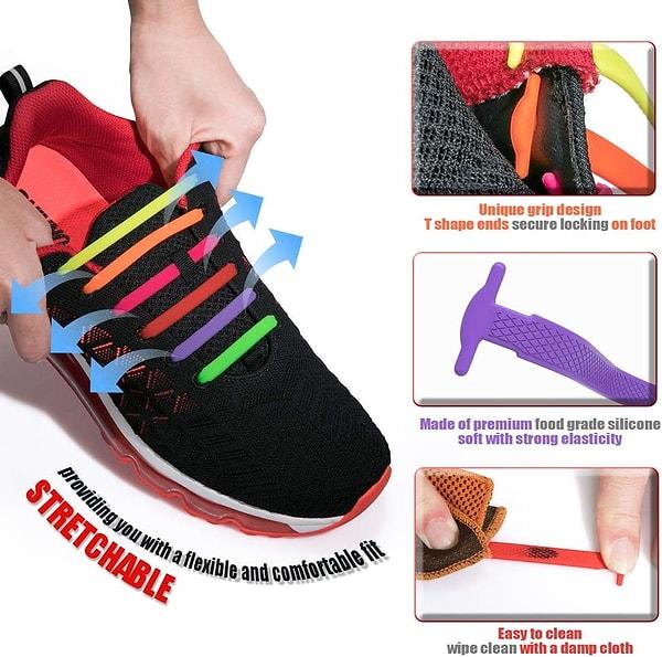 5. En rahat spor ayakkabılarınıza ekleyebileceğiniz bağsız elastik bağcıklar.