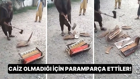 Taliban Üyelerinin Caiz Olmadığı Gerekçesiyle Müzik Aletlerini Paramparça Ettiği Anlar Gündem Oldu