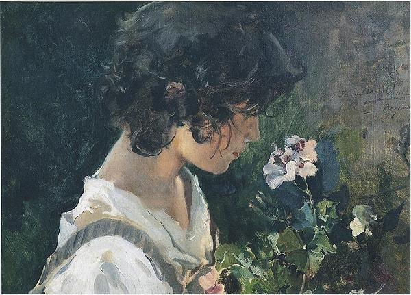 4. Italian Girl with Flowers (Çiçekleriyle İtalyalı Kız), Joaquin Sorolla Bastita (1886)