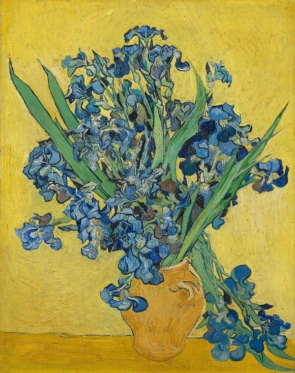 10. Vase with Irises (Süsenli Vazo), Vincent van Gogh (1890)