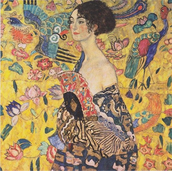 16. Lady with a Fan (Yelpazeli Kadın), Gustav Klimt (1918)