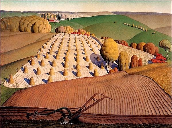 Wood, Amerika'ya döndüğünde, kendini kırsal bölgelerin resimlerini yapmaya adadı ve tarlaların kilden modellerini yaparak manzara resmine farklı bir bakış açısı kazandırdı.