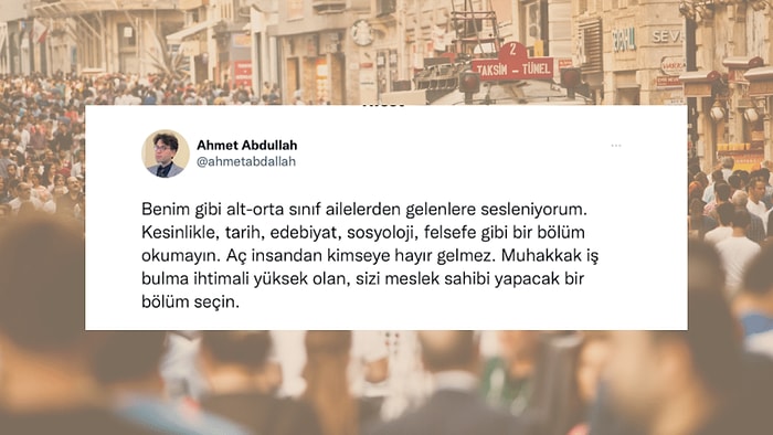 Orta Sınıf Ailelerden Gelenlerin Meslek Öğrenmesi Gerektiğini Savunan Kullanıcı ve Gelen Yorumlar