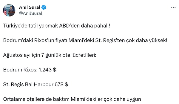 Gazeteci Anıl Sural, ABD'de çalışan bir Türk olarak tatil fiyatlarına bakınca yaşadığı şaşkınlığı bizimle paylaşıyor.