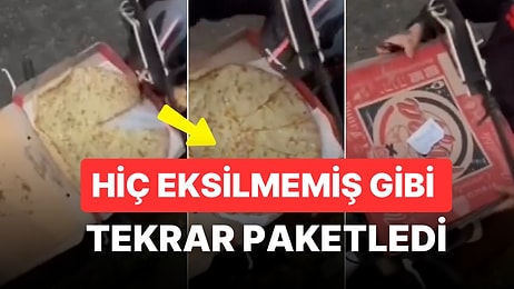 Kuryenin Hareketi Gündem Oldu! Pizzadan Bir Dilim Almasına Rağmen Pizza Eksilmedi