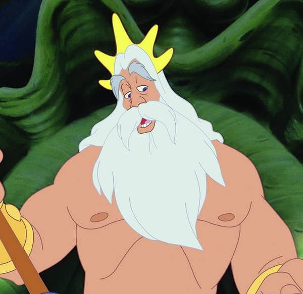 15. И, наконец, так выглядел король Тритон в мультфильме «Русалочка» 1989 года. Его описывают как «морского короля» с длинными седыми волосами и окладистой бородой