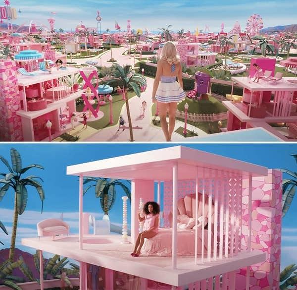 Barbie evinin şeffaf olduğunu görüyoruz. Böylece tüm Barbie'ler sabahları birbirini görebilir ve el sallayabilir.