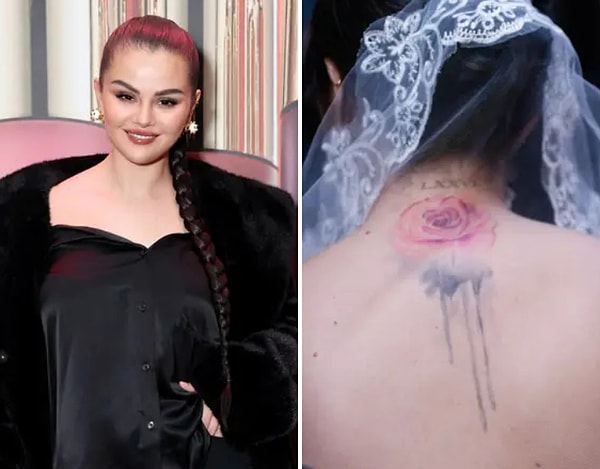 4. У Селены Гомес есть большая татуировка с розой — такая же есть у ее близкой подруги Кары Делевинь