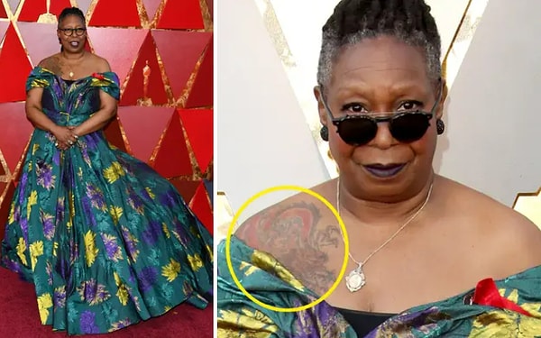 10. У Вупи Голдберг на плече огромная татуировка в виде дракона