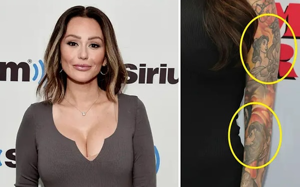 13. У JWoww имеет забит рукав персонажами Диснея — Белль и Ариэль