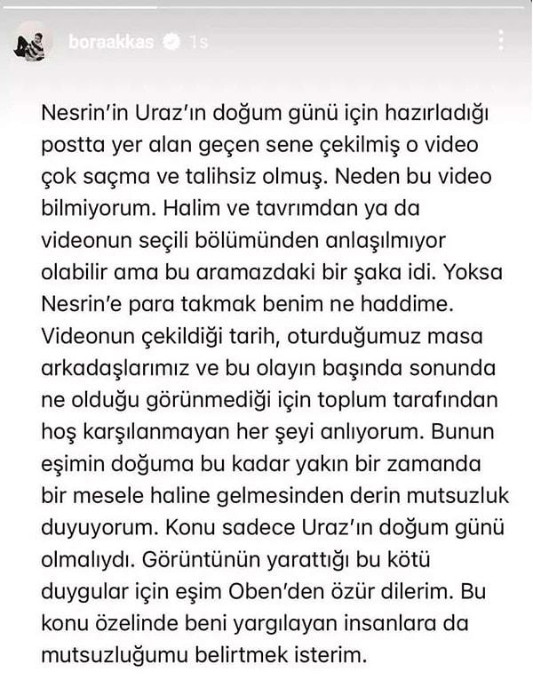 3. Bora Akkaş, Nesrin Cavadzade'ye para ptaktığı video için hamile eşinden özür diledi.