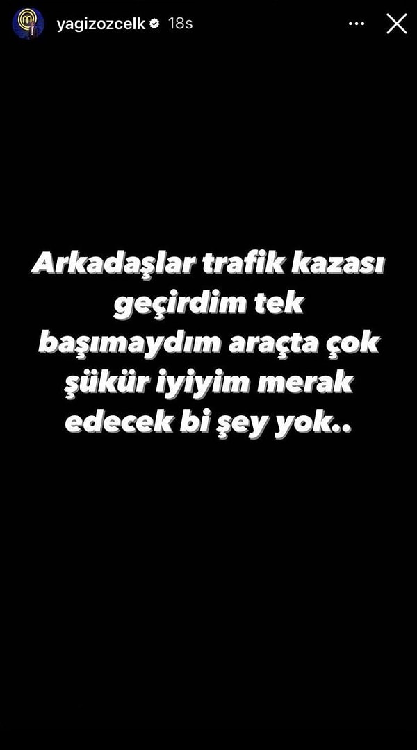 Geçirdiği kazayı sosyal medya hesabı üzerinden paylaştığı bir yazıyla bizlere duyuran Yağız, geçtiğimiz yıl bizi son derece korkutmuştu. Kendisi de dün akşam, arabadan çıkmasının mucize olduğunu söyledi.