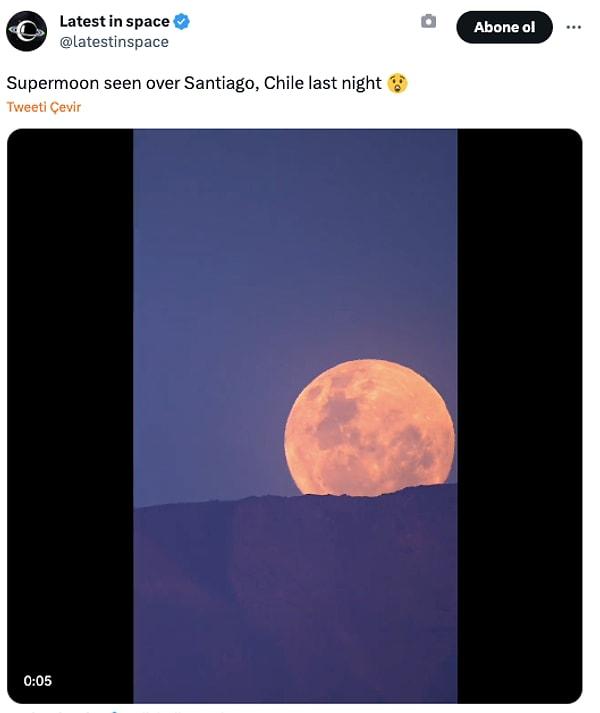Dün gece Santiago, Şili üzerinde görülen Süper Ay:
