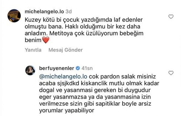 Söz konusu kişi, "Kuzey'in kötü bir çocuk olduğunu" söyleyince; Berfu Yenenler'in tepkisi de sert oldu.