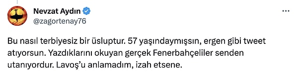 İkili arasındaki tansiyon bir türlü düşmedi. Nevzat Aydın yanıtında "Bu nasıl terbiyesiz bir üsluptur" dedi