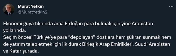 Gazeteci Murat Yetkin de yine kendi Youtube yayınında bu ziyaretlerin siyasi incelemesini yaptı. Seçimler öncesinde Erdoğan'ın açıklamaları ve Şimşek'le Yılmaz'ın ziyareti sonrasında Türkiye Varlık Fonu'na ait şirketleri yeniden gündeme getirdi.