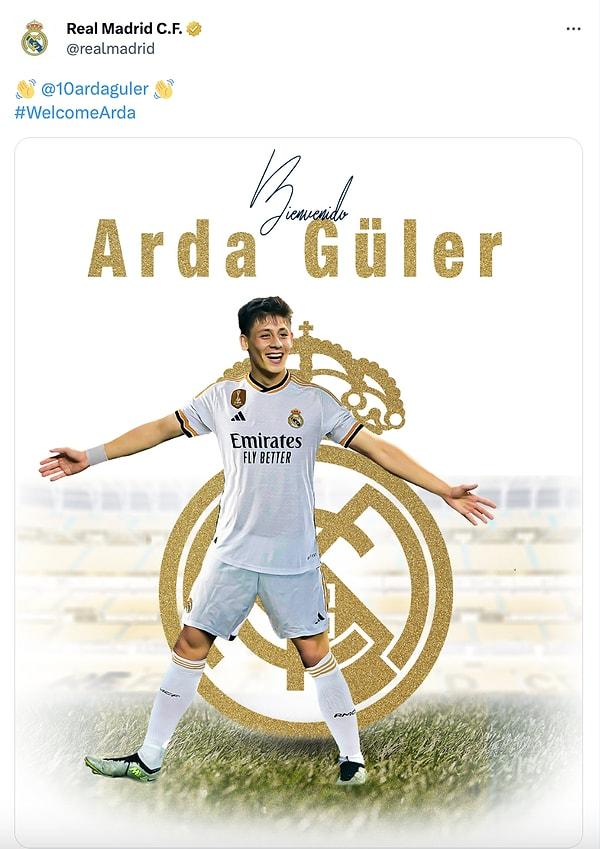 Barcelona ile girdiği transfer savaşını kazanan Real Madrid, yıldızımız Arda Güler'i paylaşmaya doyamadı.