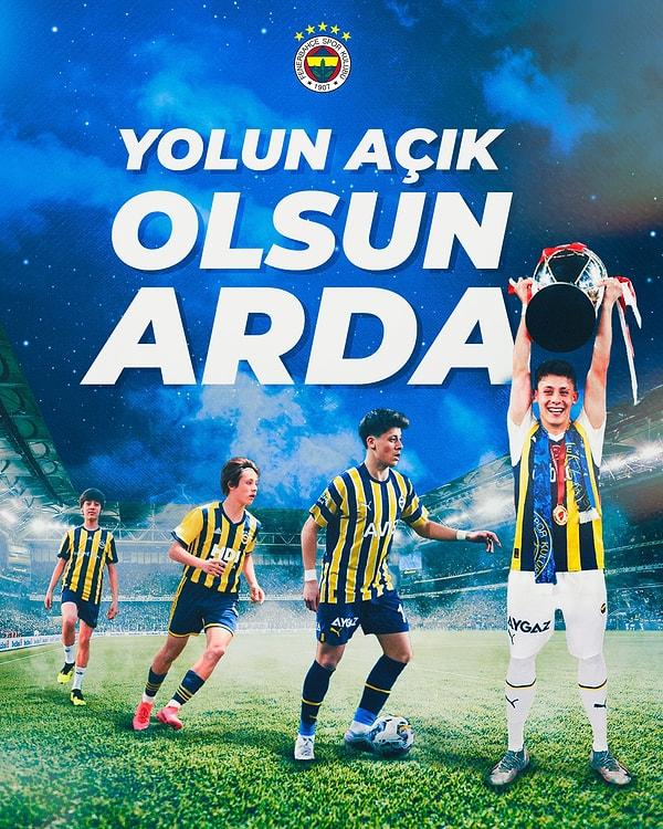 Fenerbahçe kulübü de resmi sosyal medya hesaplarından Arda Güler için "Yolun açık olsun Arda" yazılı bir görsel paylaştı ⬇️