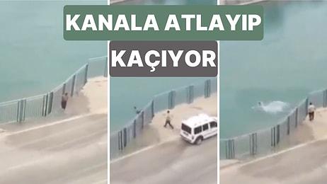 Adana'da Su Kanalından Yoldan Geçen Araçlara Su Atıp Tepki Aldığında da Suya Atlayarak Kaçan Vatandaş