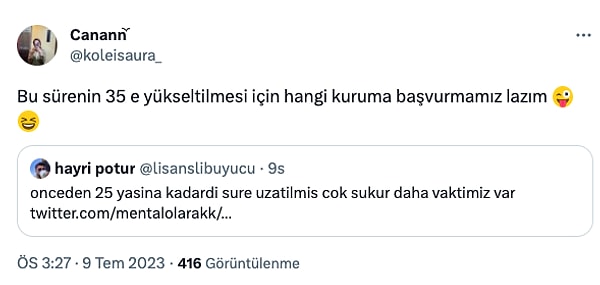 Ama siz de çok şey istiyorsunuz daha yeni 30 oldu canım.