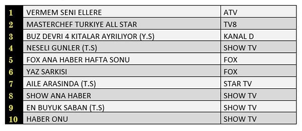 TOTAL İLK 10 PROGRAM