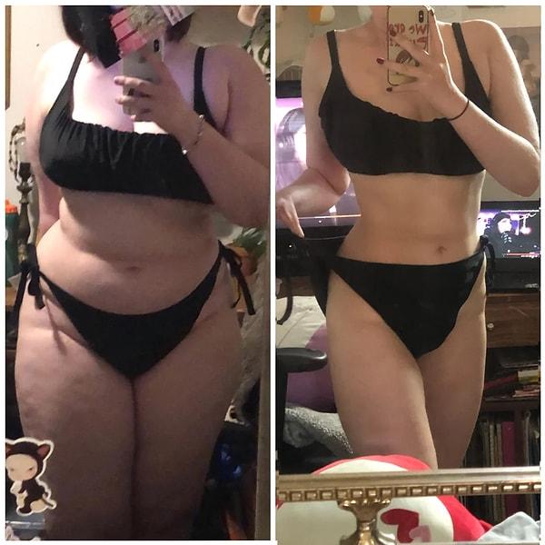4. "İki fotoğraftaki bikinim aynı. 1 yılda 40 kilo verdim ve 20 yaşıma girmeden 15 kilo daha vermeyi hedefliyorum!"