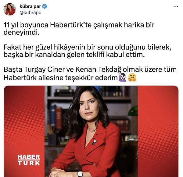 HaberTürk'ten istifası çok konuşulan Kübra Par'ın neden istifa kararı aldığı büyük bir merak uyandırırken, söz konusu olaya dair tüm soruları Cüneyt Özdemir'in programında yanıtladı.