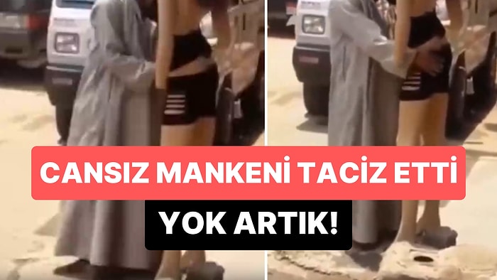 Mağazanın Önündeki Cansız Kadın Mankeni Taciz Eden Erkeğin Tepki Çeken Görüntüleri