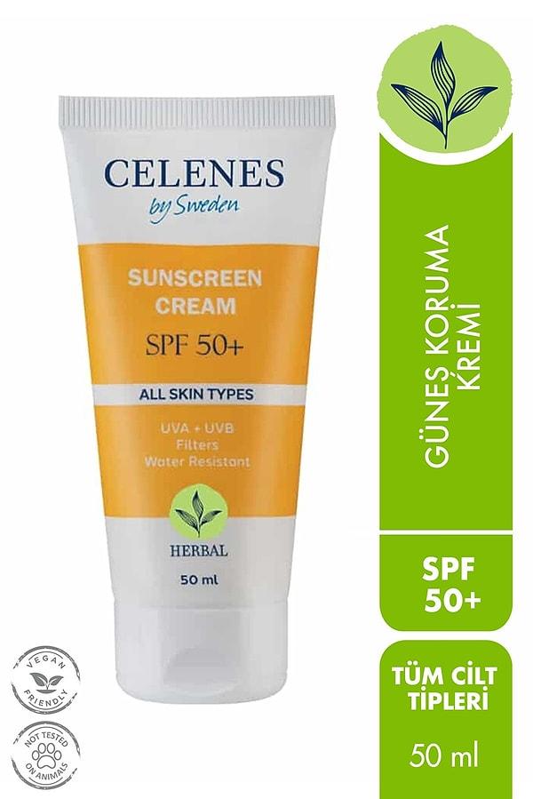 9. Celenes Herbal SPF 50+ Suya Dayanıklı Güneş Kremi