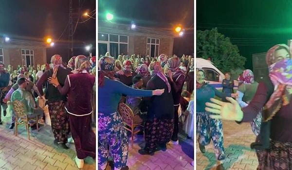 Sosyal medyada paylaşılan ancak nerede kaydedildiği belirtilmeyen görüntülerde, damadın arkadaşları kadın kılığında düğünü basarken görülüyorlar.