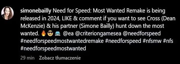 "Need for Speed: Most Wanted Remake 2024 yılında çıkacak."