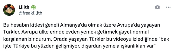 "Bak işte Türkiye bu yüzden gelişmiyor, dışardan yeme alışkanlıkları var."