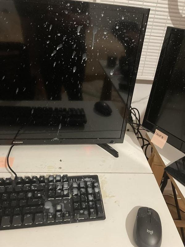 1. 'Bilgisayarımın üstüne ayran patladı.'