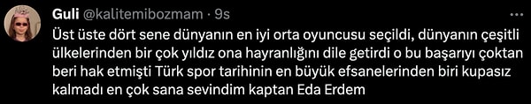 Sosyal medya kullanıcılarından da büyük kaptan Eda Erdem'e olan destekler okuyanları duygulandırdı.