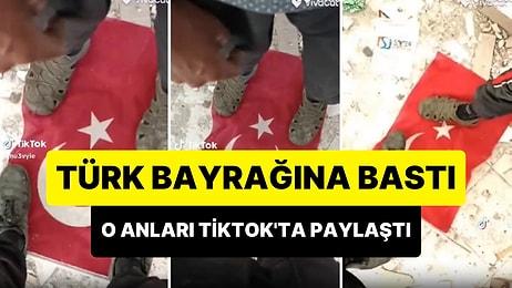 Türk Bayrağını Ayaklarının Altına Alan Yabancı Uyruklu O Görüntüleri TikTok'ta Paylaştı