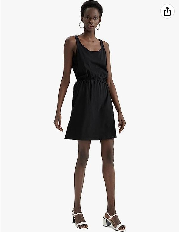 DeFacto Askılı Basic Beli Büzgülü Relax Fit Mini Yazlık Elbise
