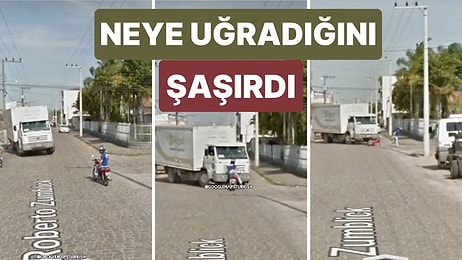 Google Maps Aracına Bakmaya Çalışırken Bir Kamyona Çarpınca Neye Uğradığını Şaşıran Motorcu