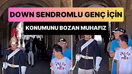 Kendisiyle Fotoğraf Çekilmeye Çalışan Down Sendromlu İçin Pozisyonunu Bozan Giren İngiliz Kraliyet Muhafızı