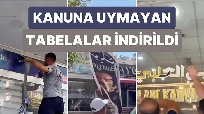 İzmir ve Adana'dan Sonra Mersin'de de Türk Harfleri Kanunu'na Uymayan Dükkan Tabelaları Söküldü