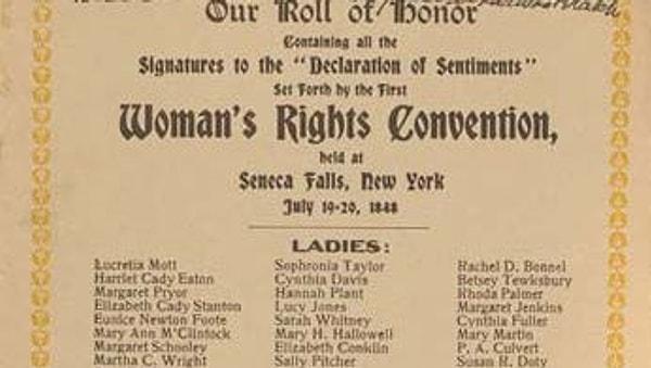ABD'deki kadınların oy hakkı hareketi başladı. (19 Temmuz 1848)