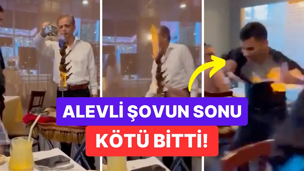 Müşterilere Alevli Sunum Şov Yapmak İsteyen Bir Garson Yanındaki Kişiyi Yaktı!